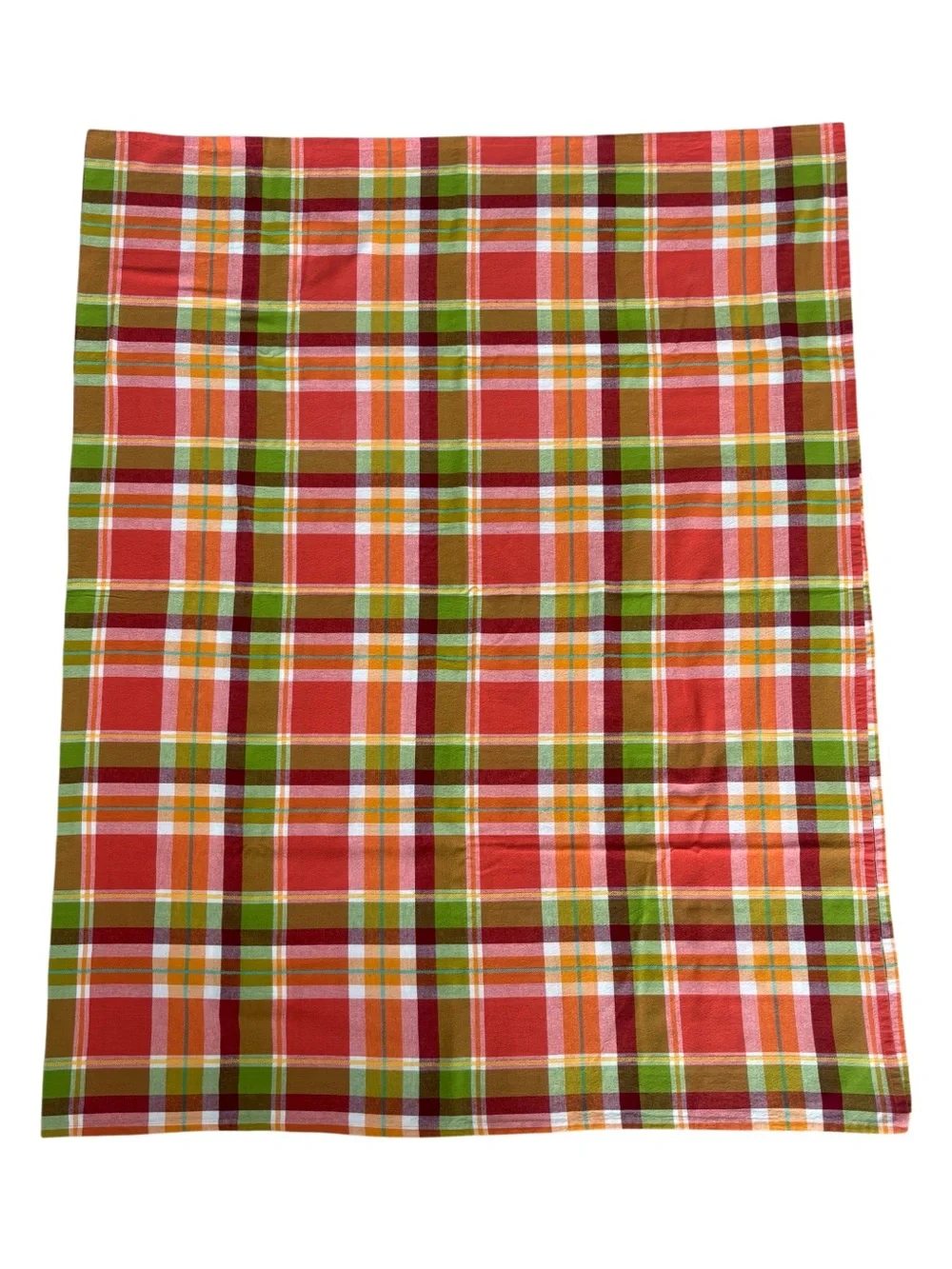 Autumn Tablecloth Fall Plaid Traditional Farmhouse Boho Cottage Tan 110” x 85”